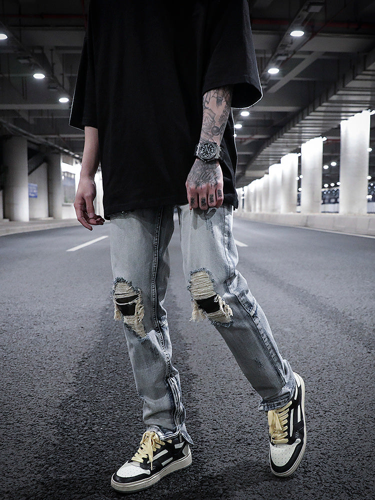 Camouflage Patch Patch Wash Water Distressed Jeans - Jeans Junction Online