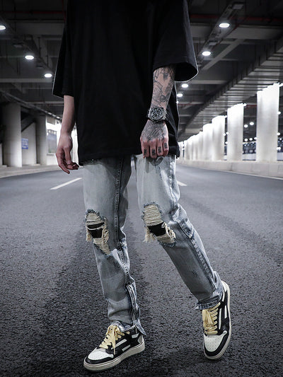 Camouflage Patch Patch Wash Water Distressed Jeans - Jeans Junction Online