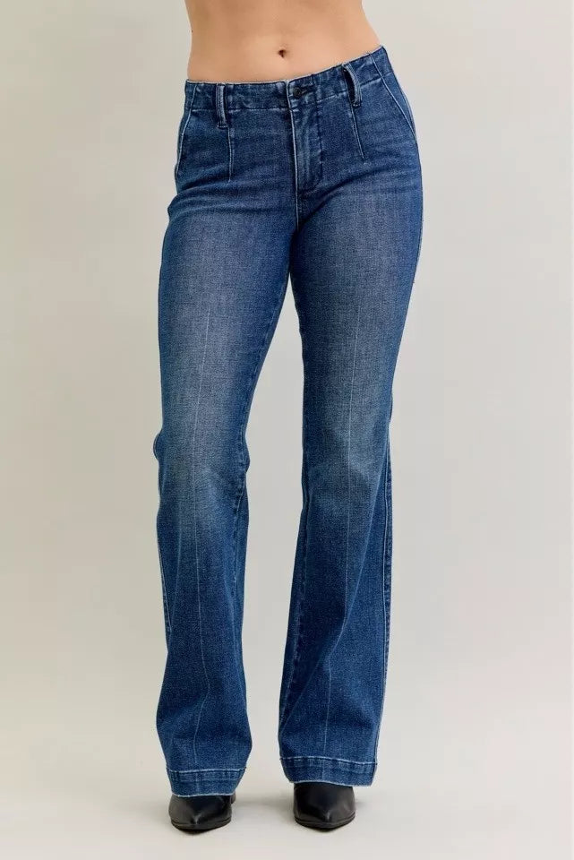 Judy Blue Full Size Mid Rise Bootcut Jeans with Welt Pockets Plus Size - Jeans Junction Online 