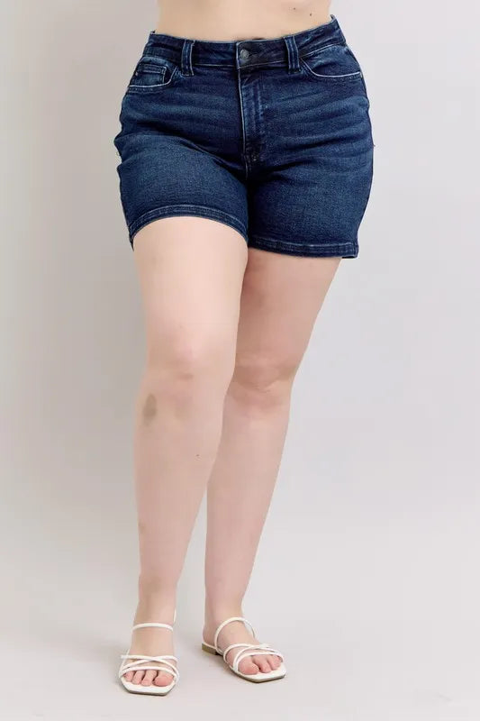 Judy Blue Plus Size High Waist Back Flap Pocket Denim Shorts - Jeans Junction Online 