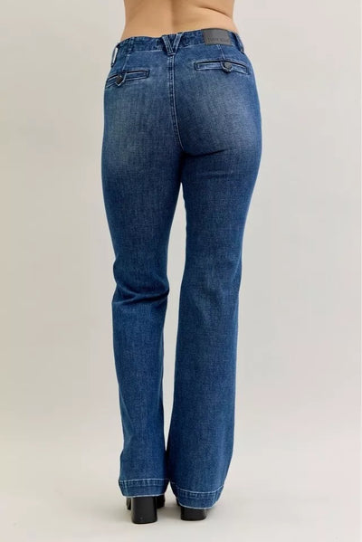 Judy Blue Full Size Mid Rise Bootcut Jeans with Welt Pockets Plus Size - Jeans Junction Online