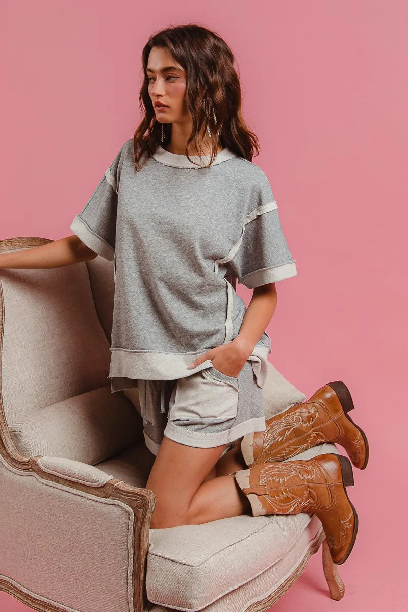 BiBi French Terry Knit Shorts with Side Pocket - Jeans Junction Online