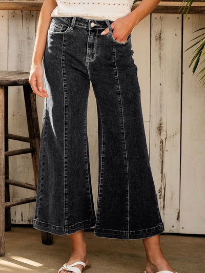 Seam Detail Flared Bottom Ankle Length Jeans - Jeans Junction Online