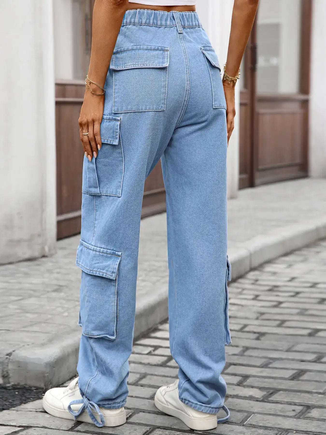 Casual Wide Leg Cargo Jeans - Jeans Junction Online