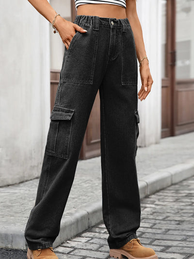 High-Waisted Cargo Jeans - Jeans Junction Online