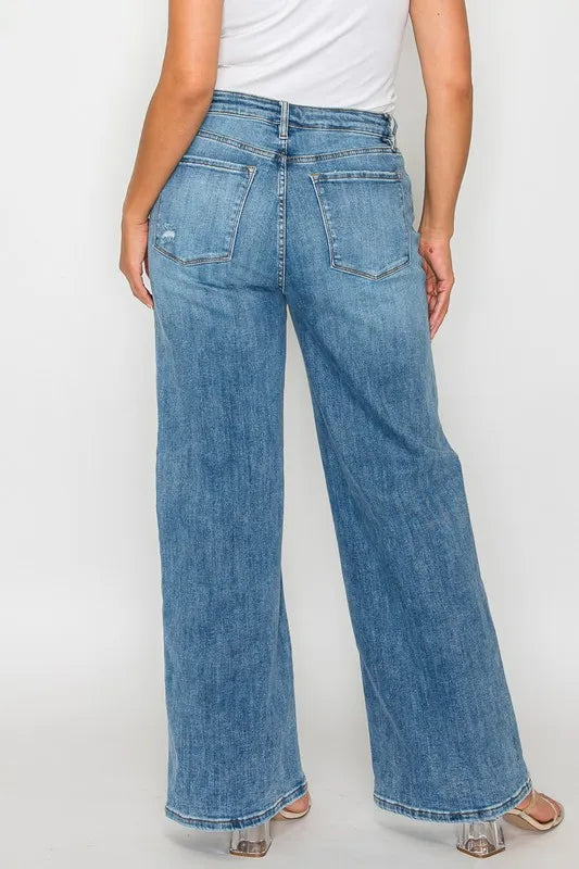 bytos Full Size High Rise Wide Leg Jeans with Pockets - Jeans Junction Online