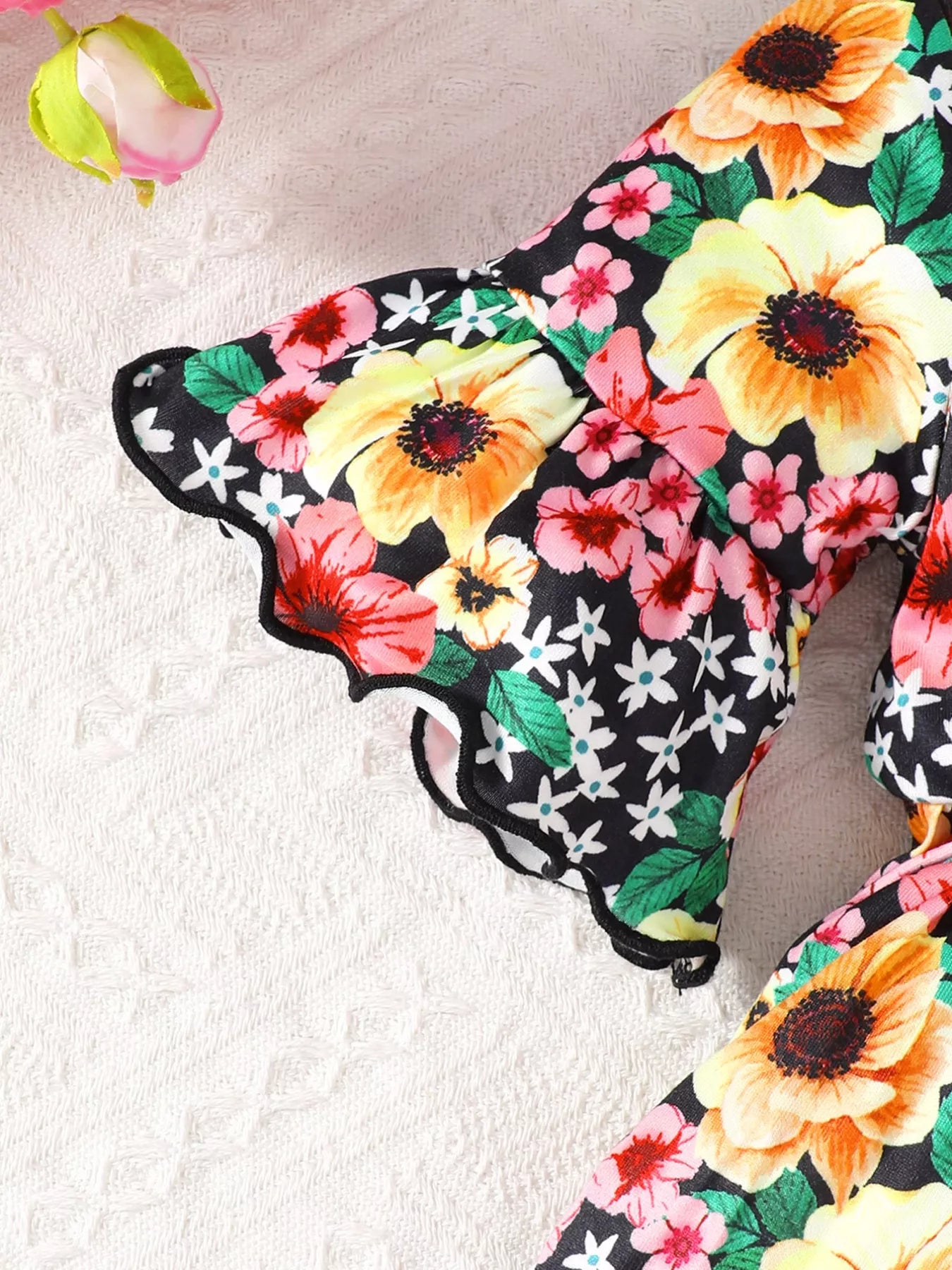 Children's Floral Bell Sleeve Top and Pants Set - Jeans Junction Online