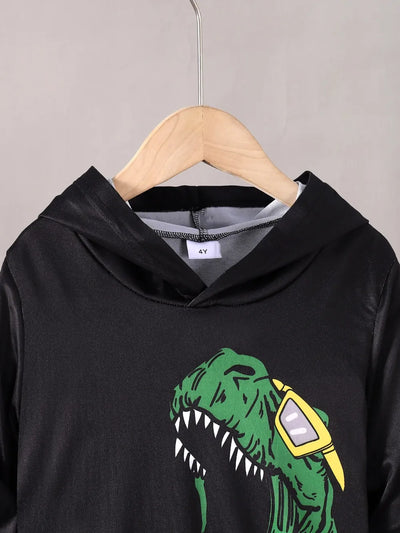 Children's Dinosaur Graphic Hoodie and Pants Set - Jeans Junction Online