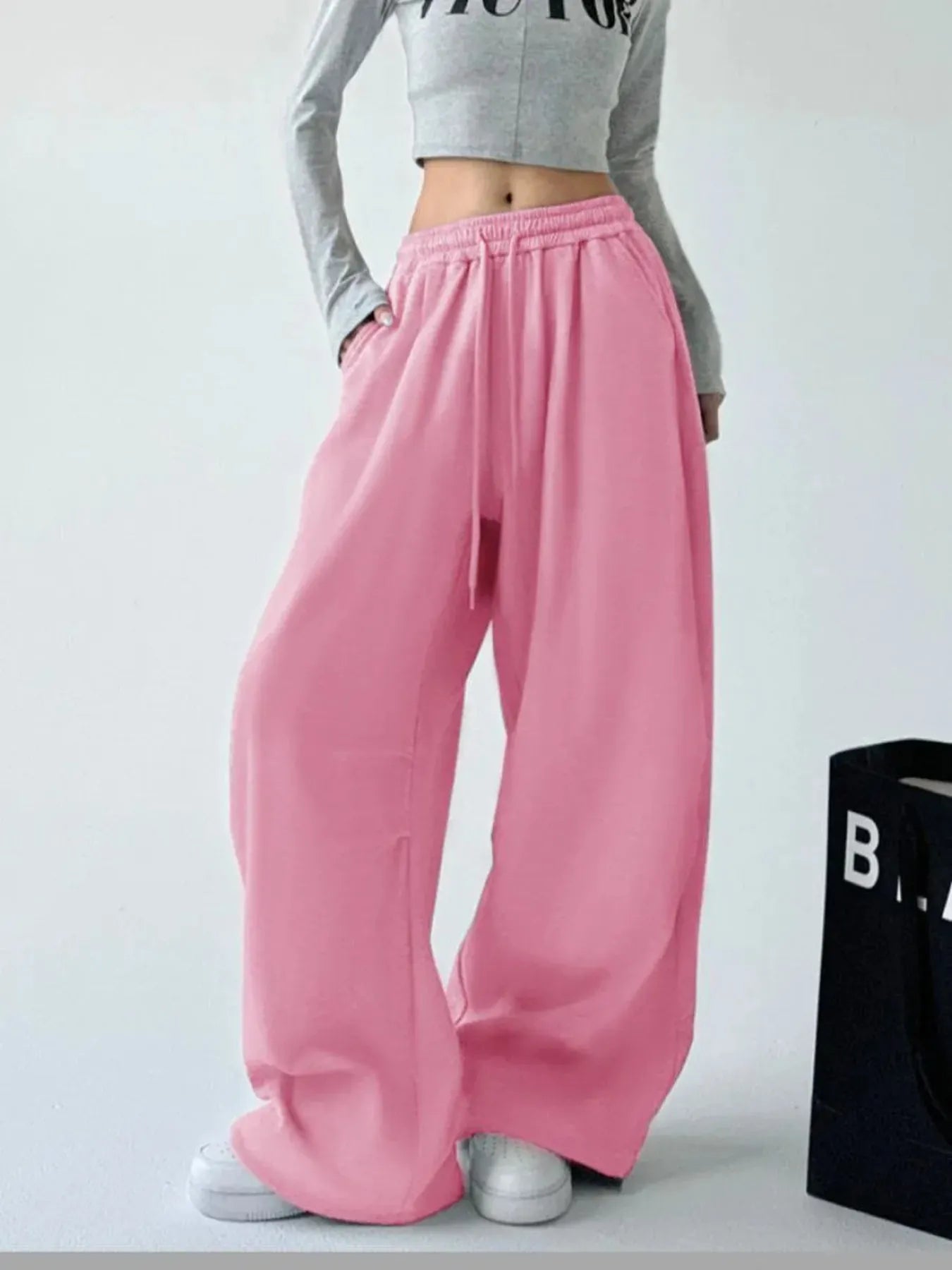 Oversized Wide Leg Drawstring Pants - Jeans Junction Online