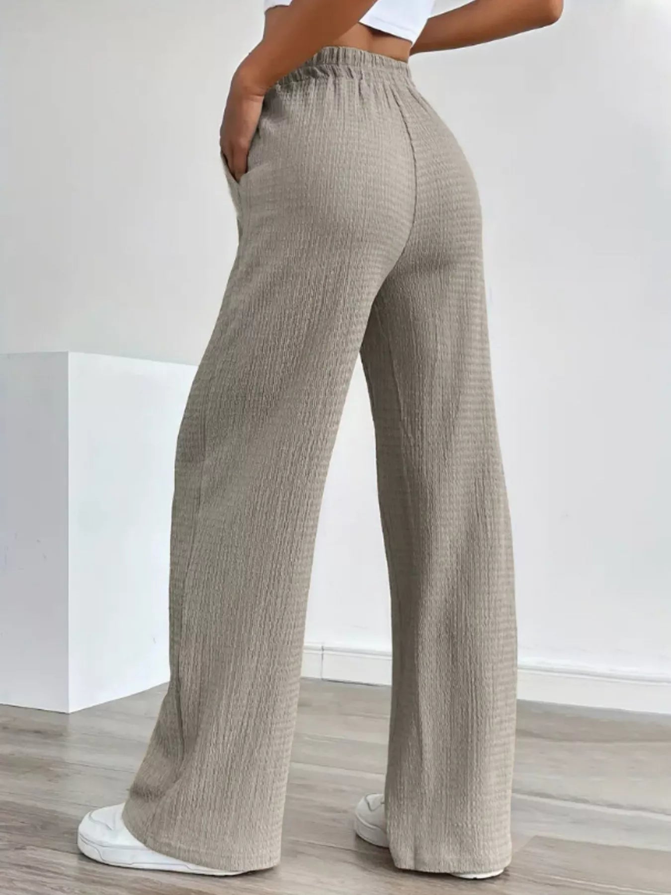 Texture Wide Leg Pants - Jeans Junction Online