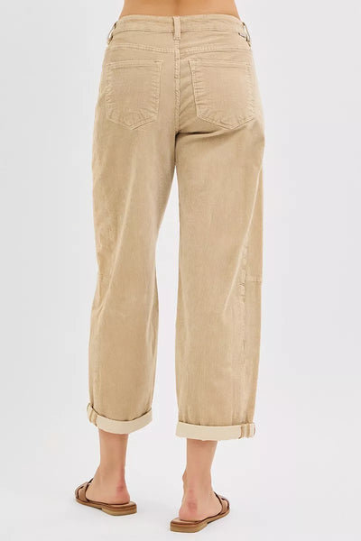 RISEN High Rise Crop Barrel Cordurory Pants - Jeans Junction Online