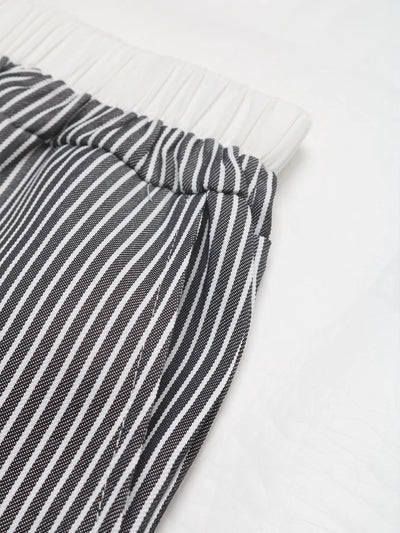 Striped Wide Leg Drawstring Pants - Jeans Junction Online