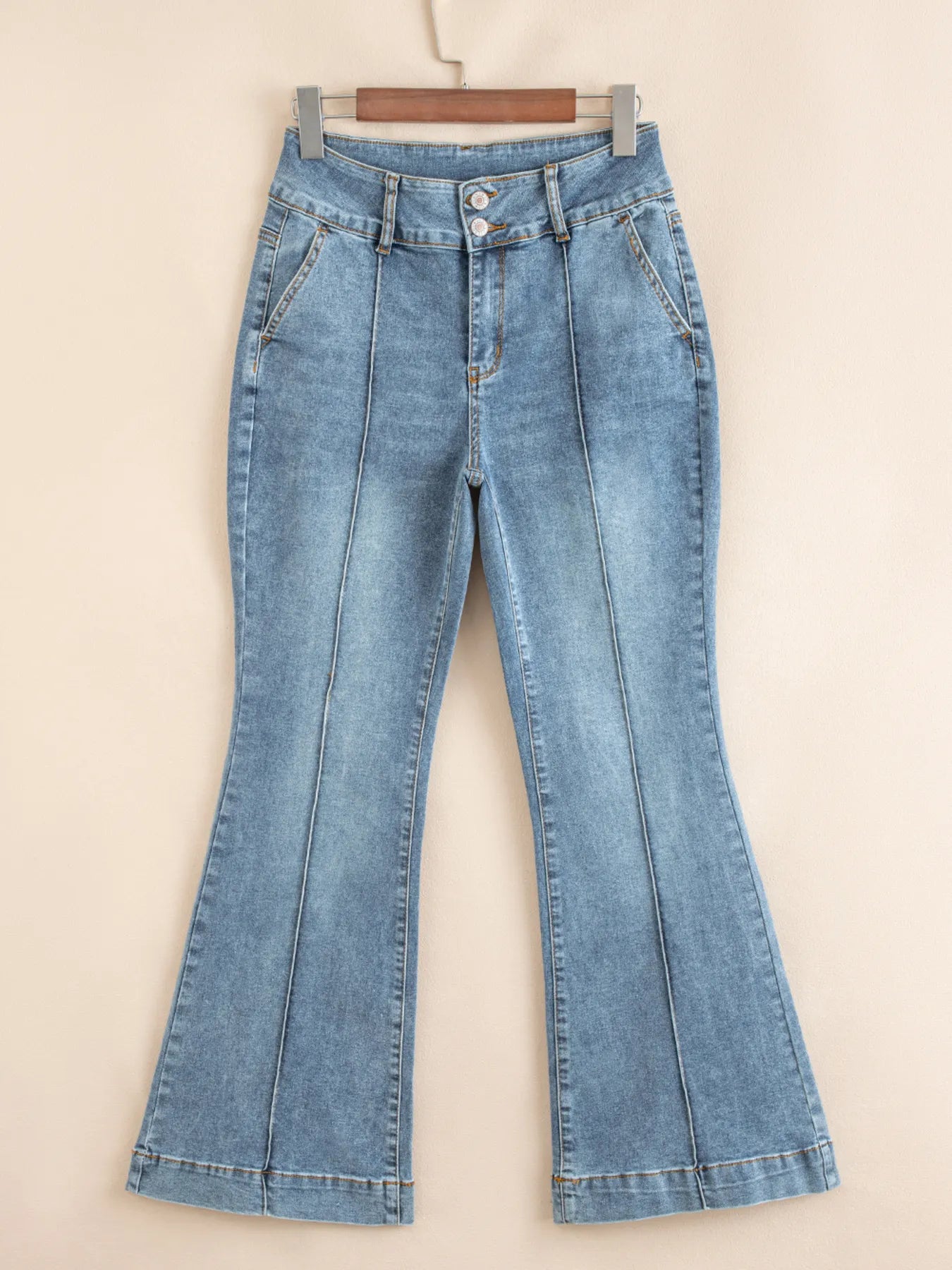 High-Waisted Flare Jeans with Seam Detail - Jeans Junction Online