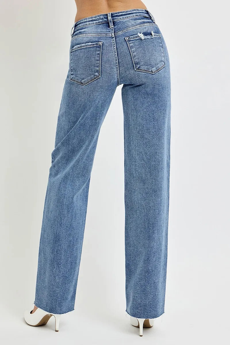 RISEN Full Size High Rise Straight Leg Jeans with Pockets - Jeans Junction Online 
