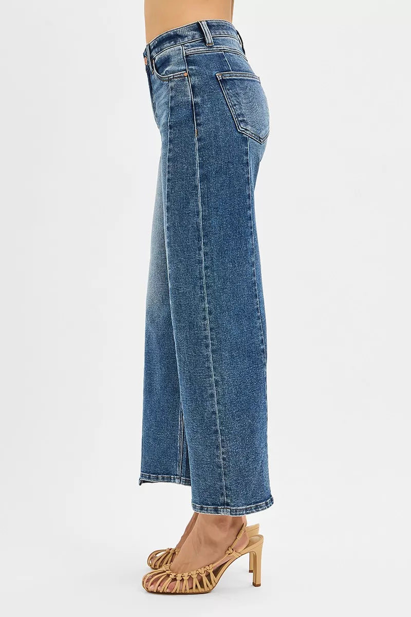 RISEN High Rise Crop Wide Leg Jeans with Step Hem - Jeans Junction Online
