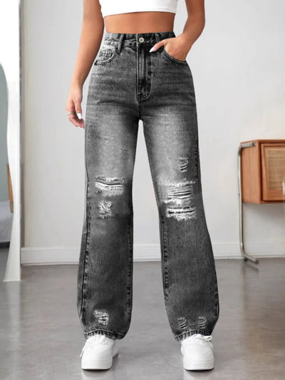 Distressed High Waisted Jeans - Jeans Junction Online