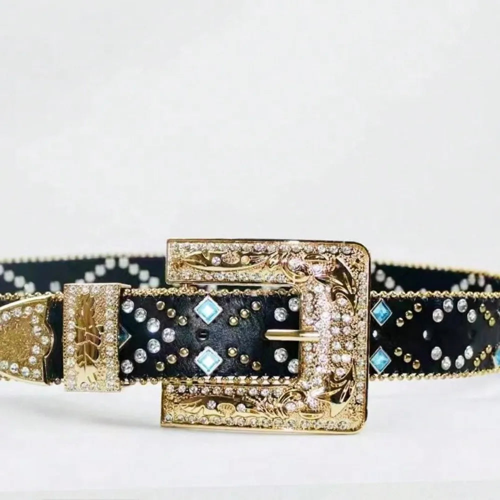 Rhinestone PU Leather Belt - Jeans Junction Online