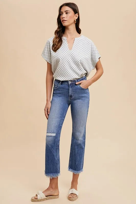 Annie Wear Distressed Raw Hem Straight Leg Cropped Jeans - Jeans Junction Online