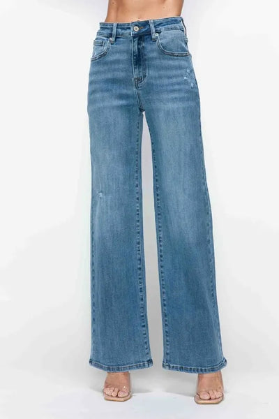bytos Full Size High Rise Wide Leg Jeans with Pockets - Jeans Junction Online