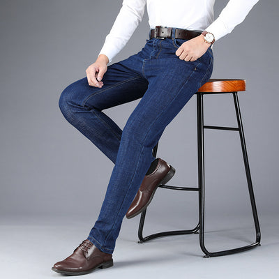 Autumn And Winter Thick Business Straight-leg Men's Jeans - Jeans Junction Online