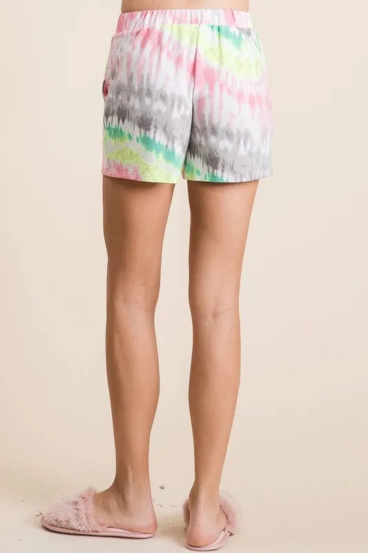 BiBi Tie Dye Print Shorts With Twill Tape Drawstring - Jeans Junction Online
