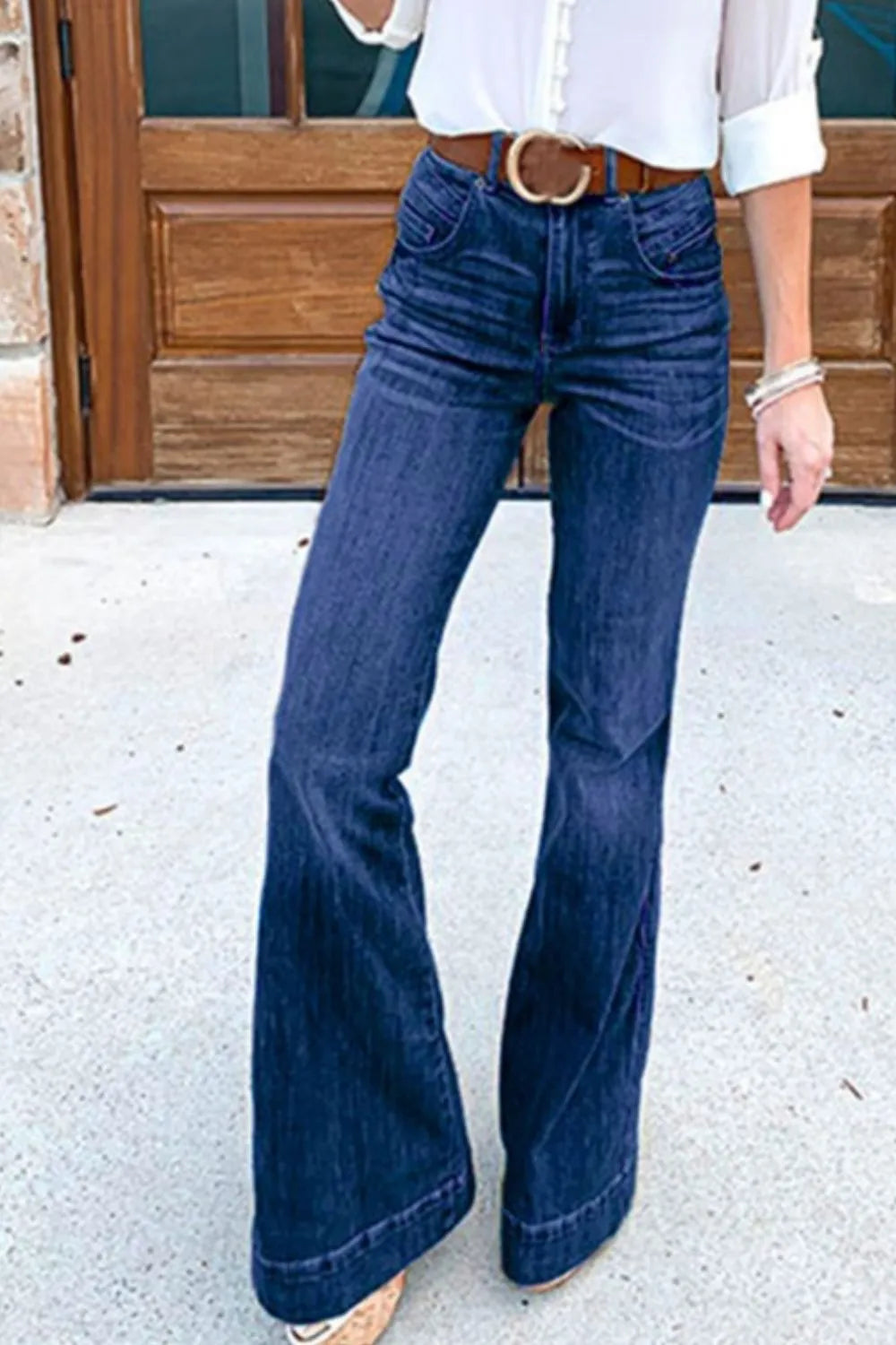 Full Size Flare Jeans with Pockets Plus Size - Jeans Junction Online