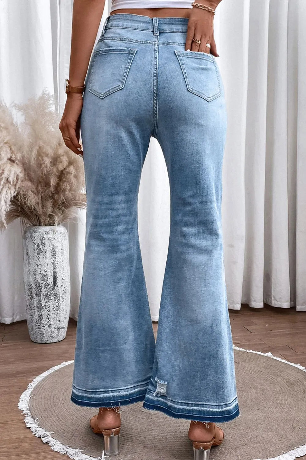 High Waist Button Fly Flared Jeans - Jeans Junction Online