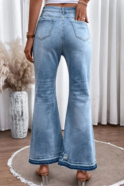 High Waist Button Fly Flared Jeans - Jeans Junction Online