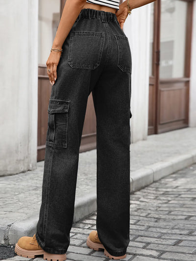 High-Waisted Cargo Jeans - Jeans Junction Online