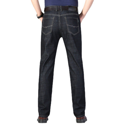 Four Seasons Jeans Men's Cotton Mid-waist Thin Stretch Black - Jeans Junction Online