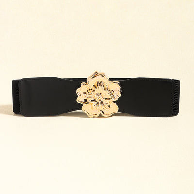 Flower Alloy Buckle Elastic Belt - Jeans Junction Online
