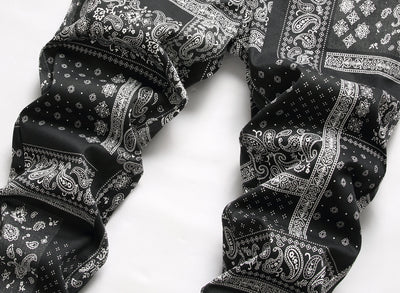 Fashion Stretch 3D Printed Cashew Nut Explosive Small Straight Trousers - Jeans Junction Online