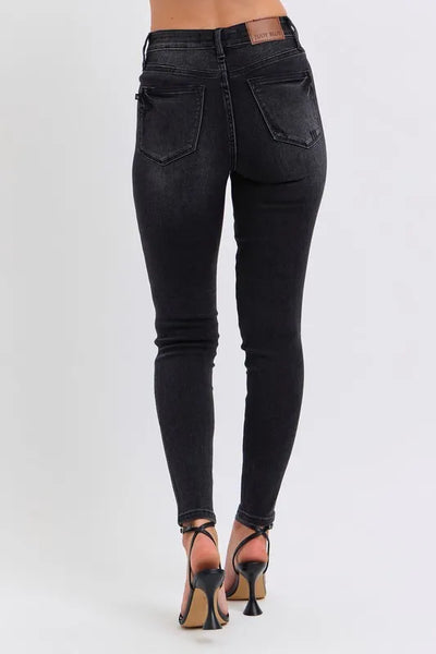 Judy Blue Full Size Mid Rise Tummy Control Skinny Jeans Plus Size - Jeans Junction Online