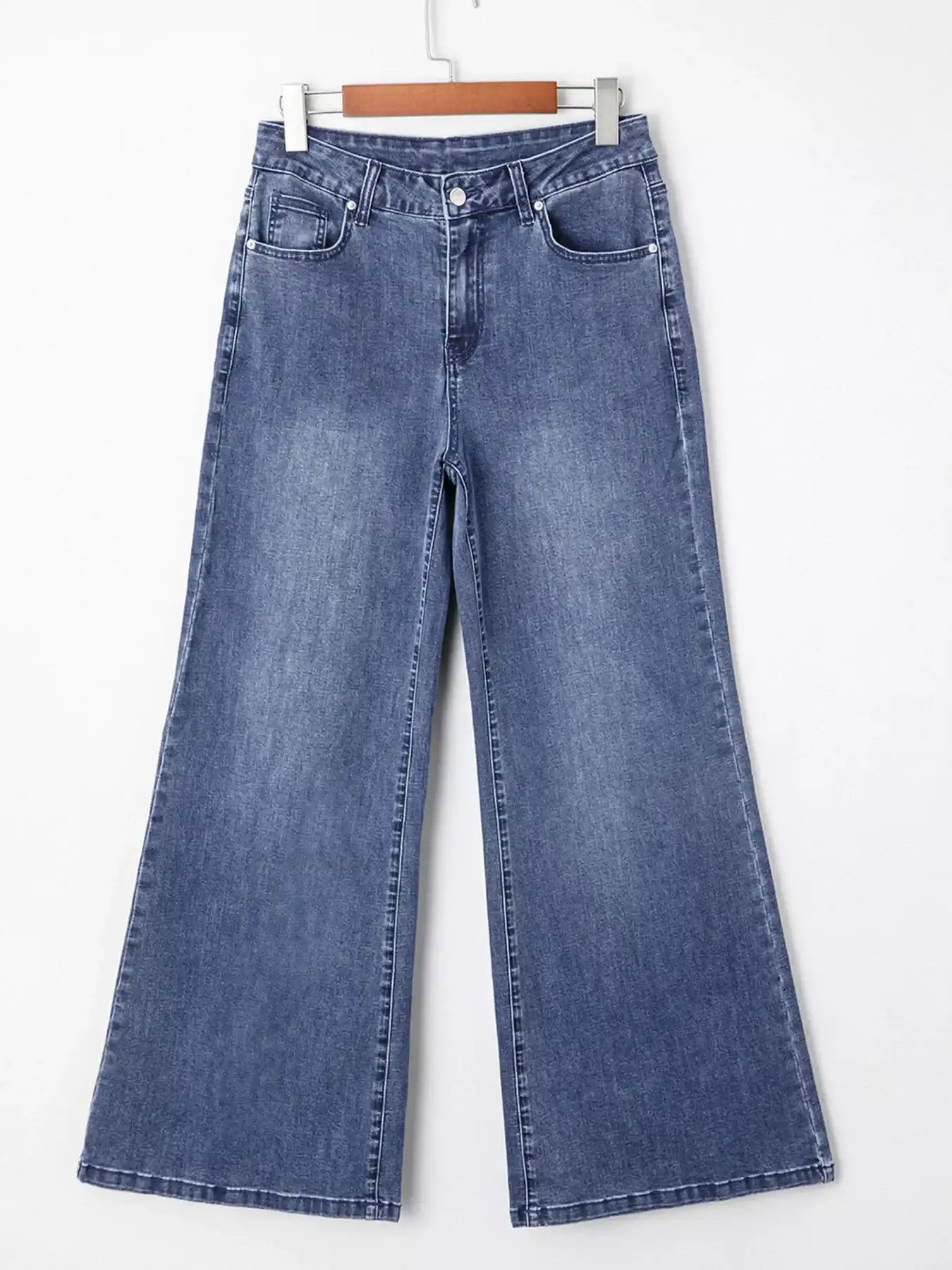 High Waist Button Zip Flare Leg Jeans - Jeans Junction Online