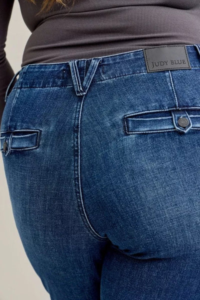 Judy Blue Full Size Mid Rise Bootcut Jeans with Welt Pockets Plus Size - Jeans Junction Online