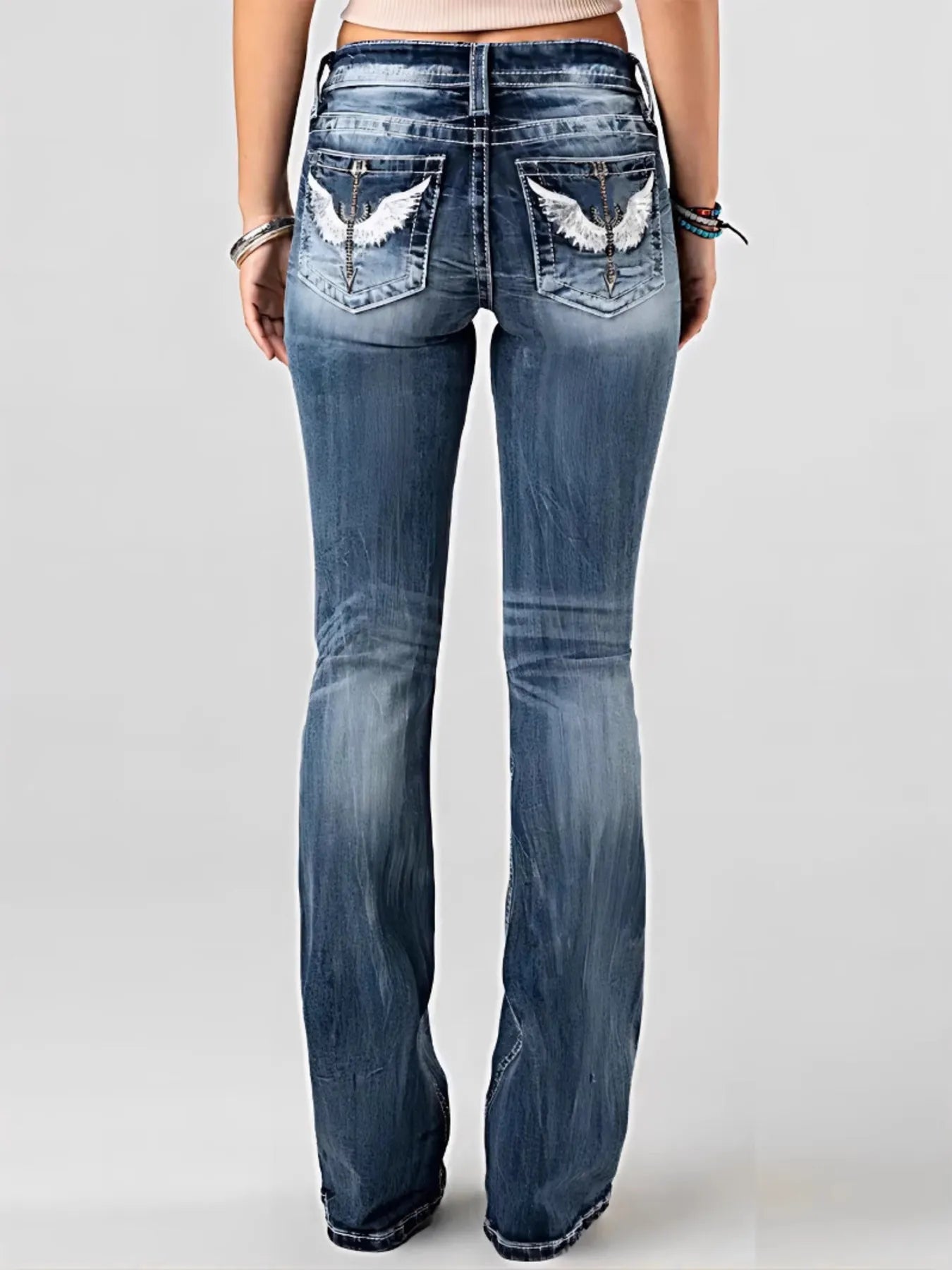 Embroidered Washed Bootcut Jeans - Jeans Junction Online