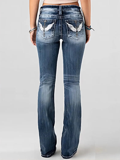 Embroidered Washed Bootcut Jeans - Jeans Junction Online