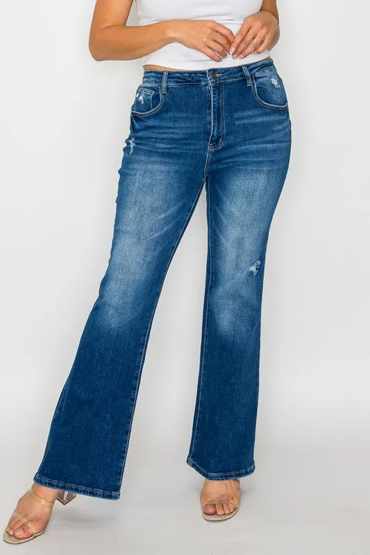 bytos Full Size High Rise Bootcut Jeans with Pockets - Jeans Junction Online