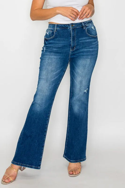 bytos Full Size High Rise Bootcut Jeans with Pockets - Jeans Junction Online