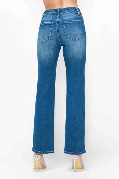 bytos Full Size Cat's Whiskers High Rise Straight Jeans - Jeans Junction Online