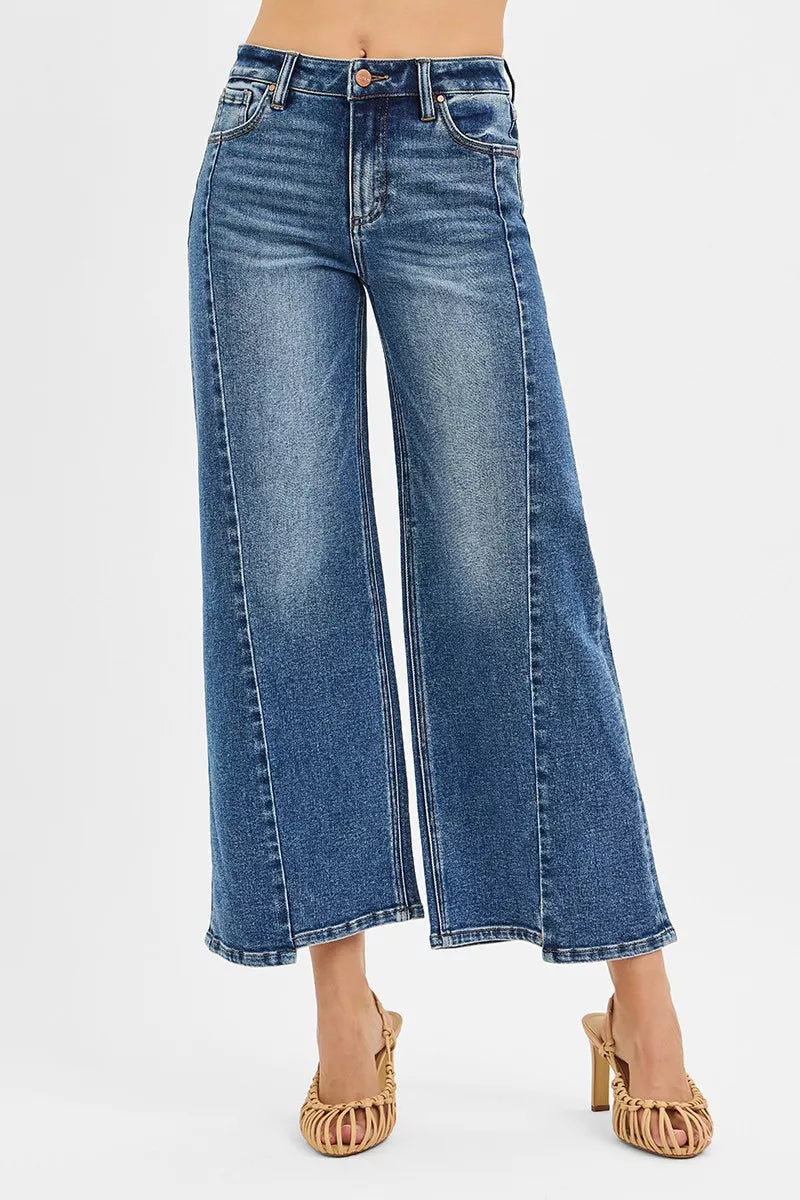 RISEN High Rise Crop Wide Leg Jeans with Step Hem - Jeans Junction Online 