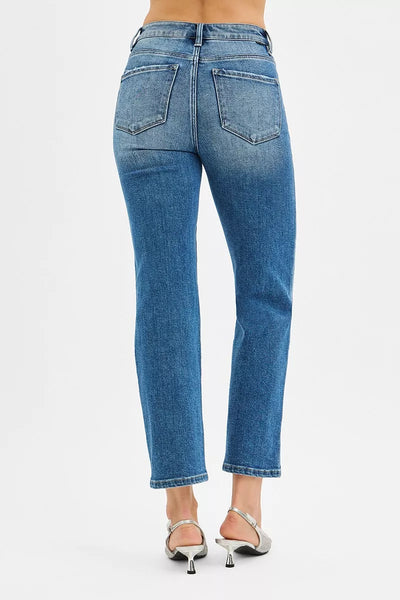 RISEN Tummy Control High Rise Crop Straight Jeans - Jeans Junction Online