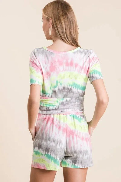 BiBi Tie Dye Print Shorts With Twill Tape Drawstring - Jeans Junction Online