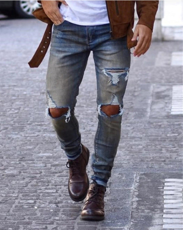 Jeans Men's Knee Ripped Pants Men's - Jeans Junction Online 