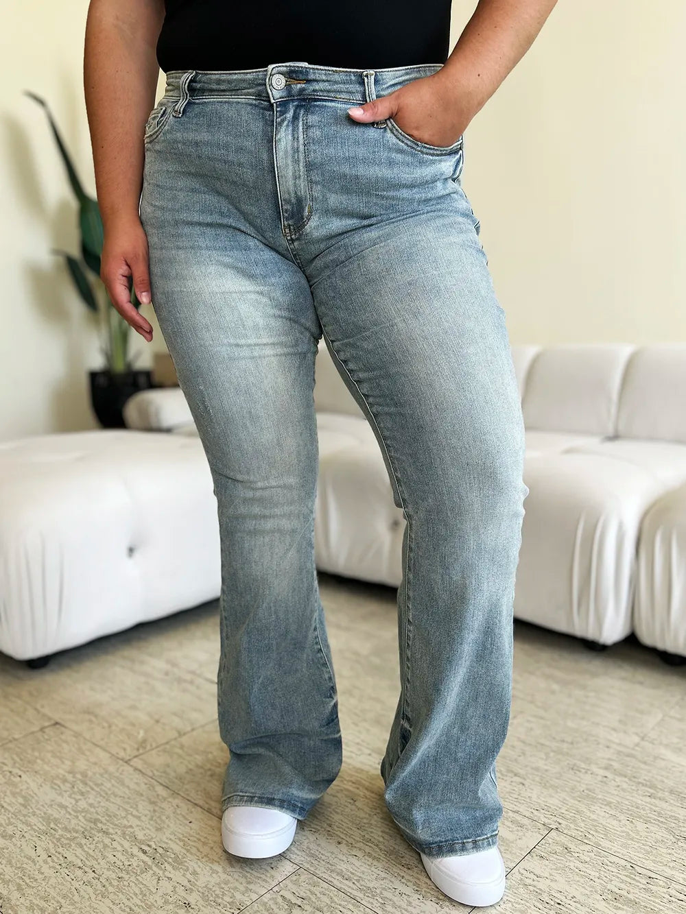 Judy Blue Full Size Mid Rise Flare Jeans - Jeans Junction Online