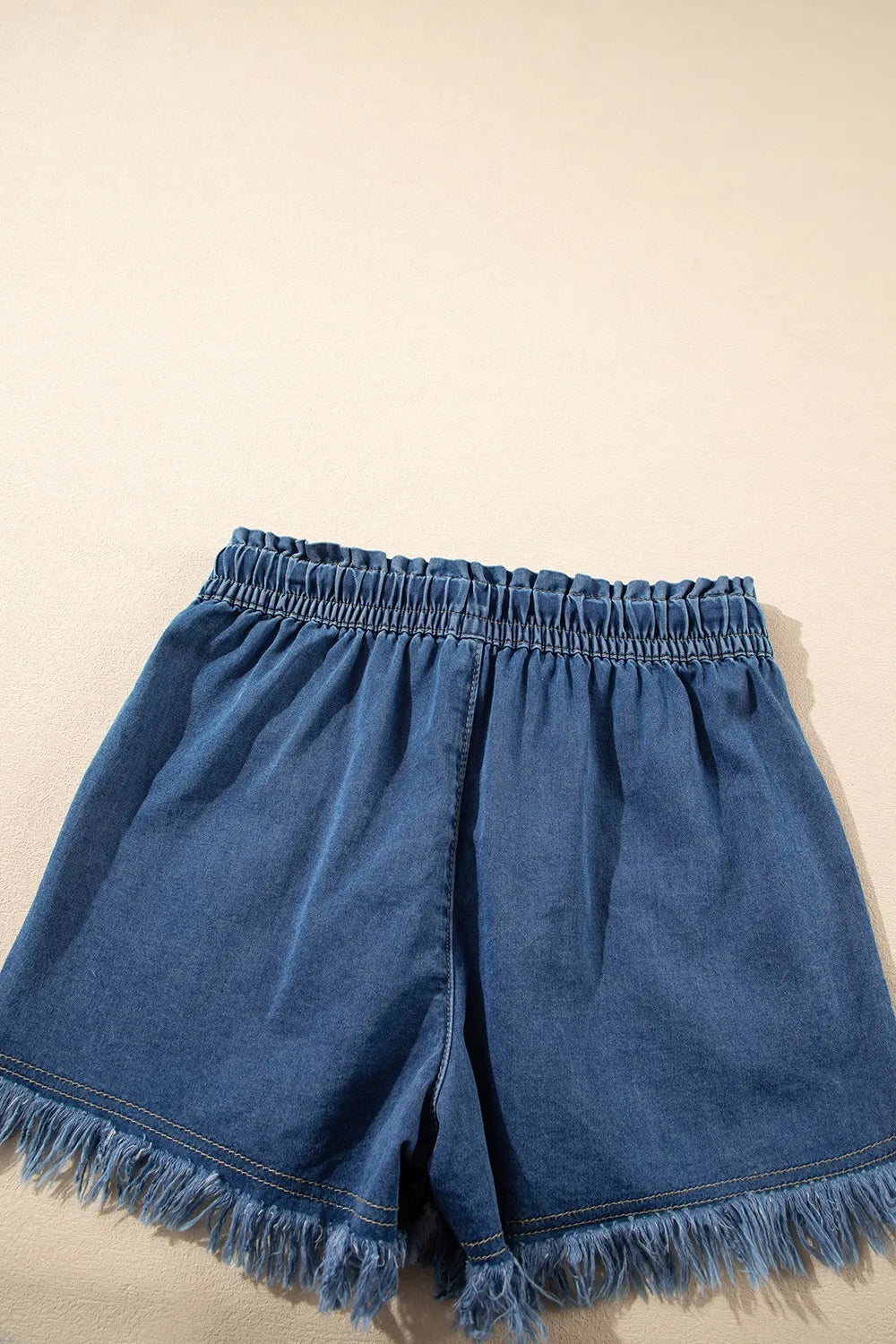 Raw Hem Drawstring High Waist Denim Shorts with Pockets - Jeans Junction Online