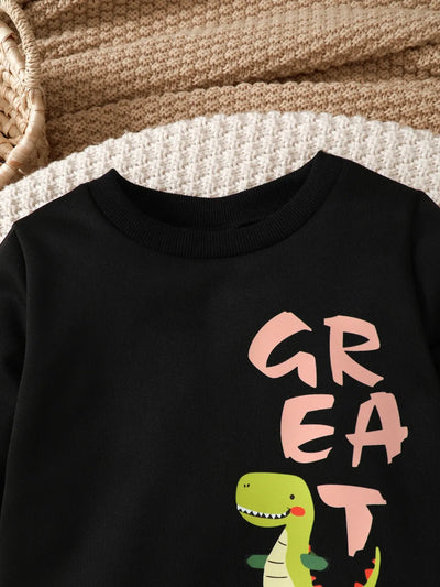 Children's Dinosaur Graphic Sweatshirt and Pants Set - Jeans Junction Online
