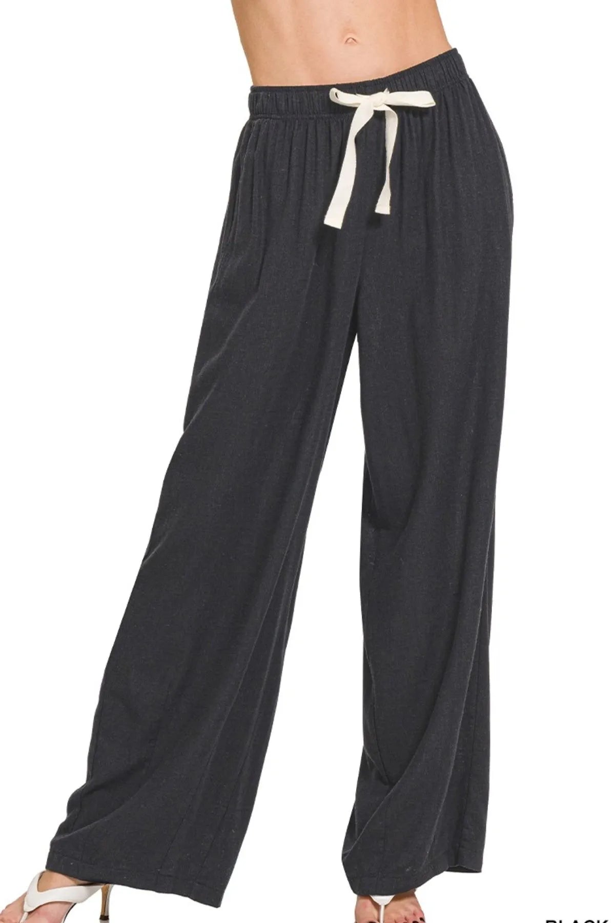 Zenana Linen Drawstring Pants - Jeans Junction Online