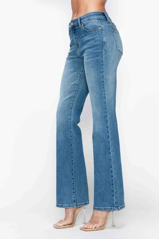 bytos Full Size Cat's Whiskers Mid Rise Bootcut Jeans - Jeans Junction Online