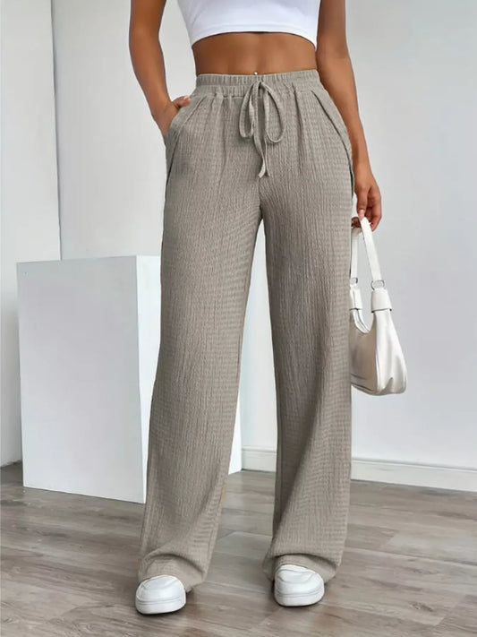 Texture Wide Leg Pants - Jeans Junction Online 